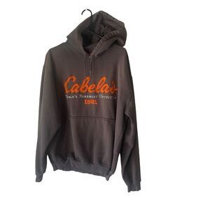 Cabela's Men's Size Large Grey Orange Hunting Outdoor Heavy Warm Hoodie Sweater